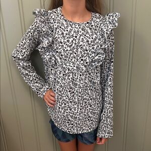 🔥 Zara Girls 11/12 Large Floral Ruffle Blouse Top